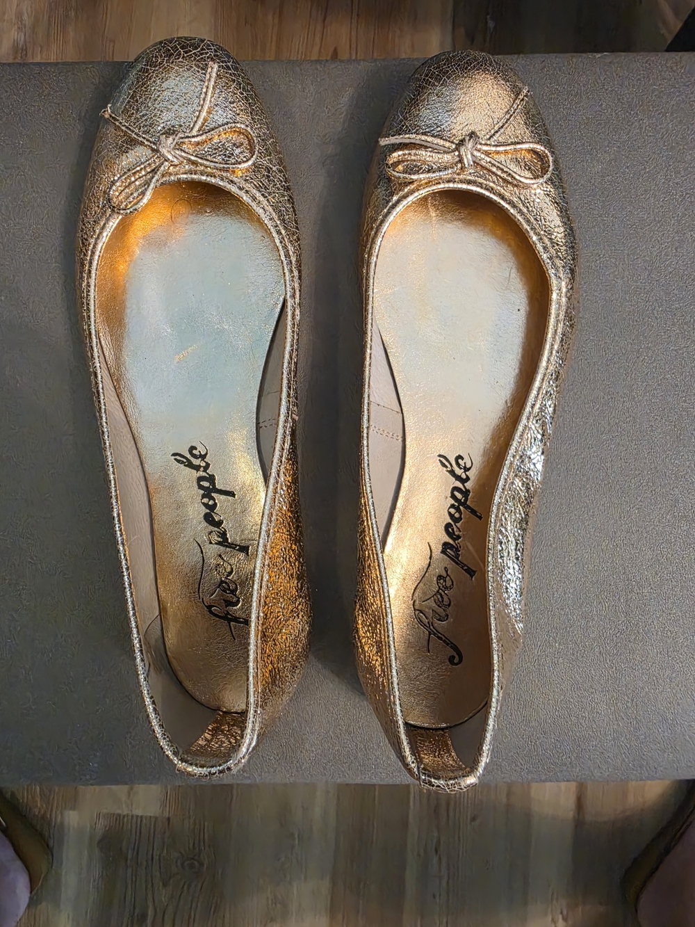 Free People Metallic Gold Ballet Flats